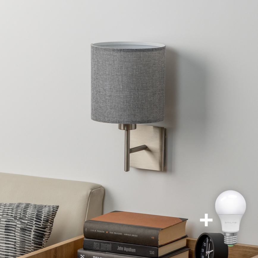 Eglo - LED Stenska svetilka TUNJA 1xE27/60W/230V mat krom/siva