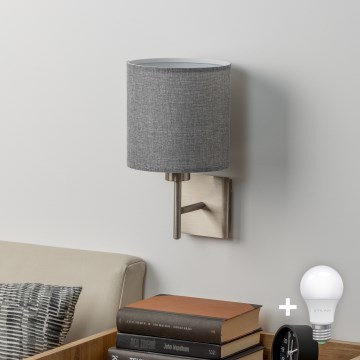 Eglo - LED  Stensko svetilo TUNJA 1xE27/60W/230V matni krom/siva