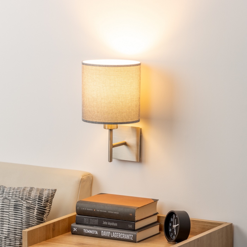 Eglo - LED  Stensko svetilo TUNJA 1xE27/60W/230V matni krom/siva