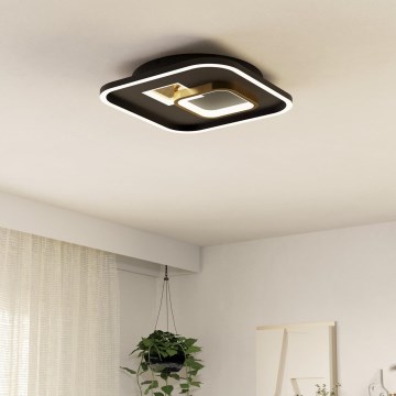 Eglo - LED Stropna svetilka 1xLED/16,2W/230V + 1xLED/9,2W 38x38 cm črna/zlata