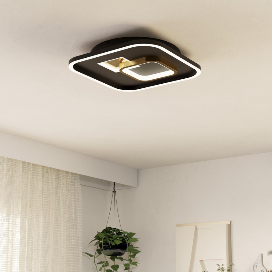 Eglo - LED Stropna svetilka 1xLED/16,2W/230V + 1xLED/9,2W 38x38 cm črna/zlata