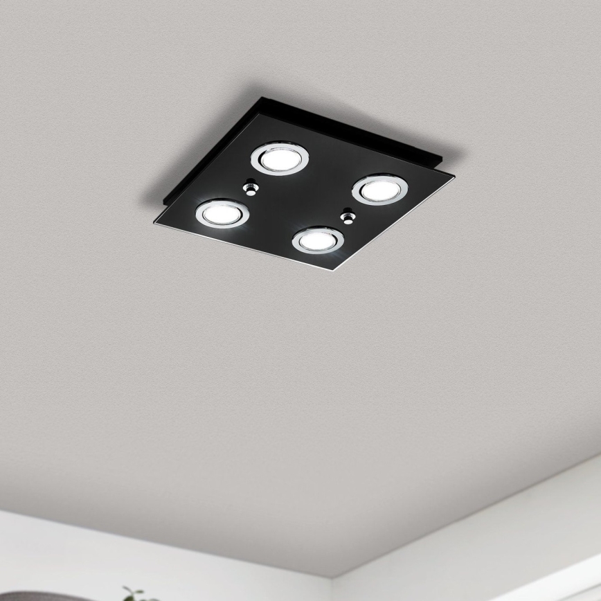 Eglo - LED Stropna svetilka 4xGU10/2,8W/230V 3000K črna
