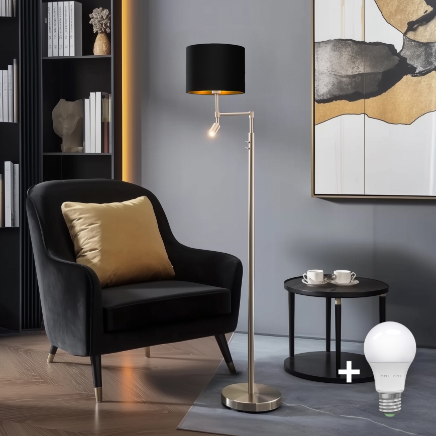 Eglo - LED Talna svetilka TUNJA 1xE27/60W/230V + LED/2,1W pr. 30 cm mat krom/črna