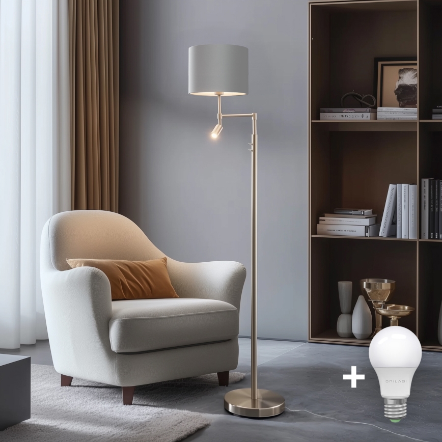 Eglo - LED Talna svetilka TUNJA 1xE27/60W/230V + LED/2,1W pr. 30 cm mat krom/siva