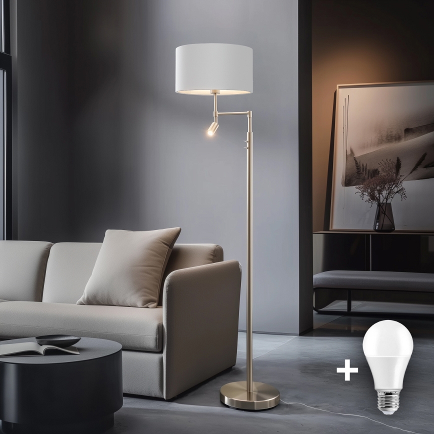 Eglo - LED Talna svetilka TUNJA 1xE27/60W/230V + LED/2,1W pr. 38 cm mat krom/bela