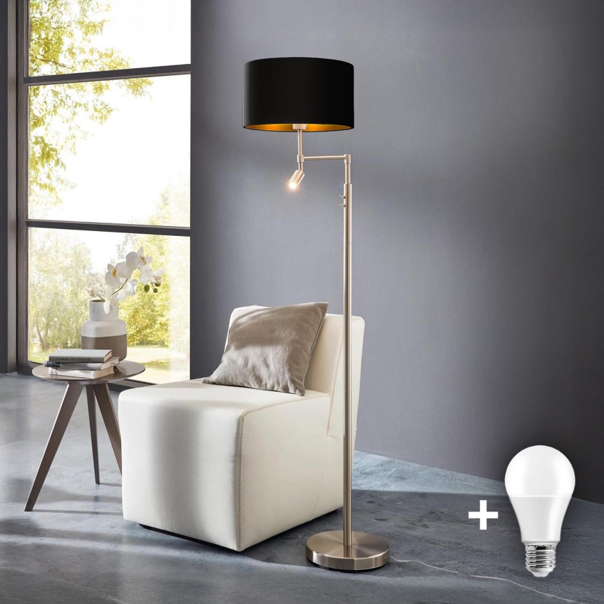 Eglo - LED Talna svetilka TUNJA 1xE27/60W/230V + LED/2,1W pr. 38 cm mat krom/črna
