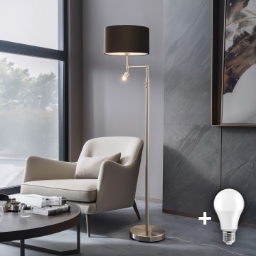 Eglo - LED Talna svetilka TUNJA 1xE27/60W/230V + LED/2,1W pr. 38 cm mat krom/rjava