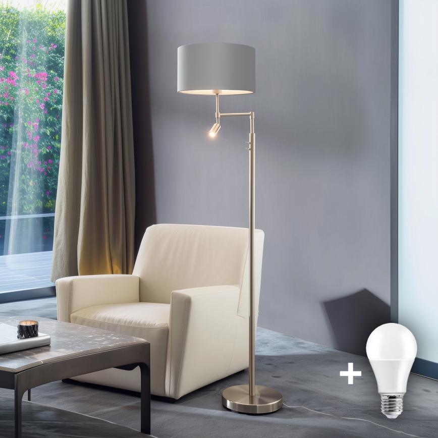 Eglo - LED Talna svetilka TUNJA 1xE27/60W/230V + LED/2,1W pr. 38 cm mat krom/siva