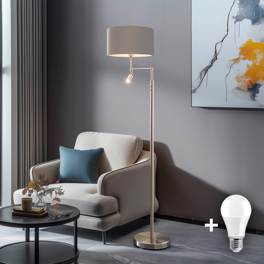 Eglo - LED Talna svetilka TUNJA 1xE27/60W/230V + LED/2,1W pr. 38 cm mat krom/taupe