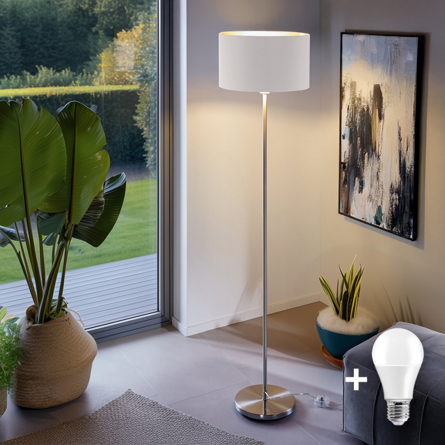 Eglo - LED  Talna svetilka TUNJA 1xE27/60W/230V mat krom/bela