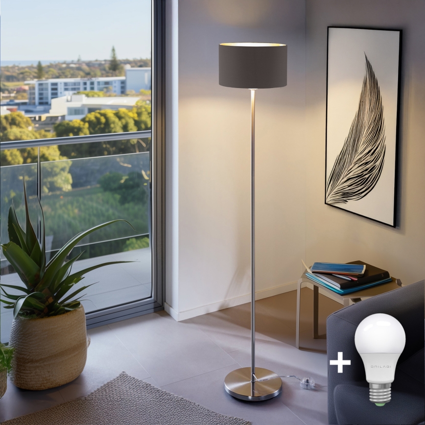 Eglo - LED  Talna svetilka TUNJA 1xE27/60W/230V mat krom/rjava