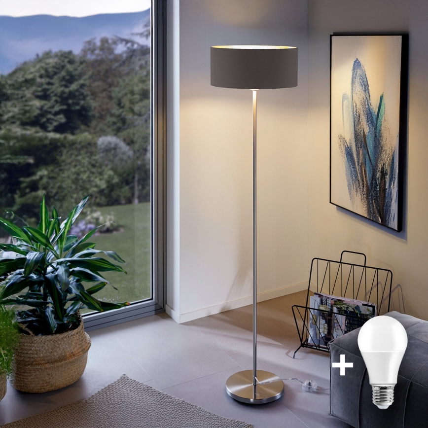 Eglo - LED  Talna svetilka TUNJA 1xE27/60W/230V mat krom/rjava