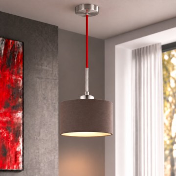 Eglo - LED viseči lestenec na kablu TUNJA 1xE27/60W/230V, Ø 20 cm, rjava/rdeča