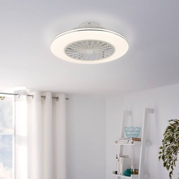 Eglo - LED zatemljiv stropni ventilator 3xLED/12,6W/230V 2700-6500K premer 55 cm bela + daljinski upravljalnik