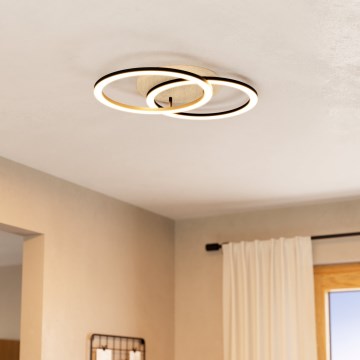 Eglo - LED Zatemnitvena stropna svetilka 2xLED/16W/230V 2700-6500K bež/črna ZigBee