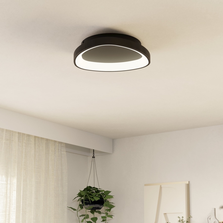 Eglo - LED Zatemnitvena stropna svetilka LED/12W/230V 2700-6500K črna + Daljinski upravljalnik