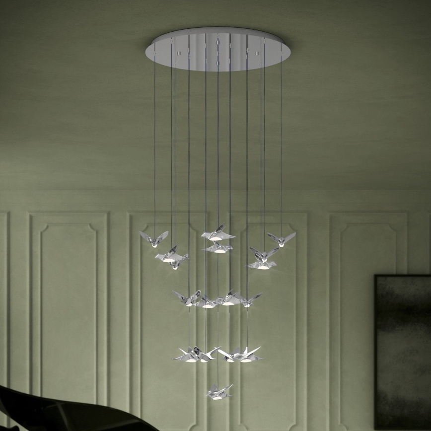 Eglo - LED Zatemnitveni lestenec na vrvici 17xLED/3W/230V 3000K sijajni krom