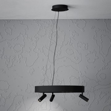 Eglo - LED Zatemnitveni lestenec na vrvici 3xLED/8W/230V + 3xLED/8,5W 3000K črna + Daljinski upravljalnik