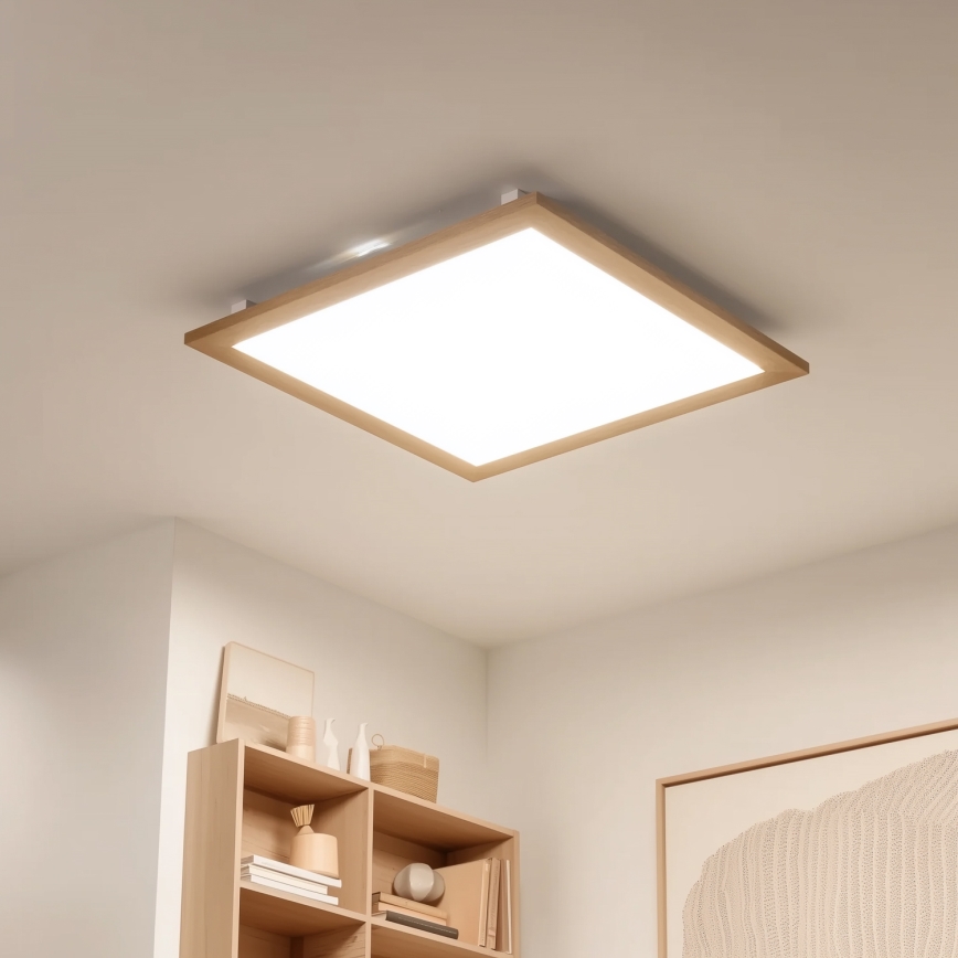 Eglo - LED Zatemnitveni panel SALOBRENA-TW WOOD LED/32,5W/230V 2700-6500K 64x64 cm rjava + Daljinski upravljalnik