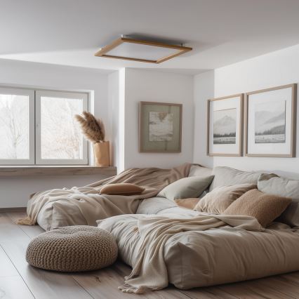 Eglo - LED Zatemnitveni panel SALOBRENA-TW WOOD LED/32,5W/230V 2700-6500K 64x64 cm rjava + Daljinski upravljalnik