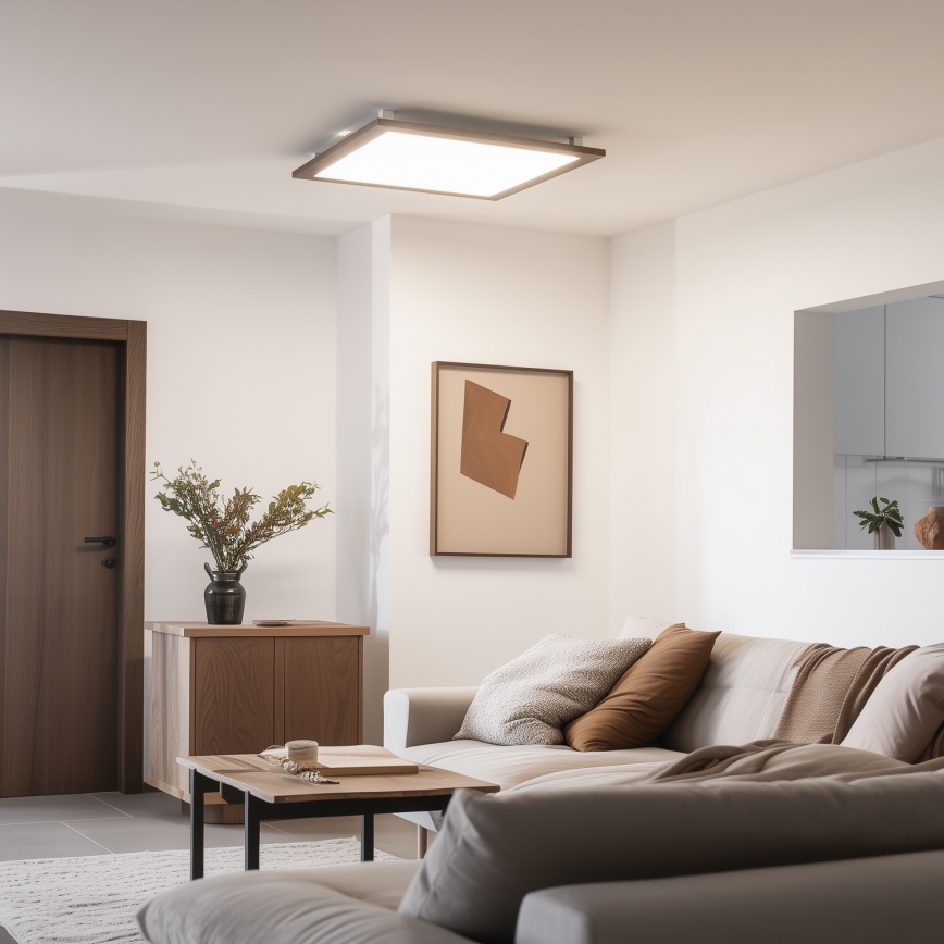 Eglo - LED Zatemnitveni panel SALOBRENA-TW WOOD LED/32,5W/230V 2700-6500K 64x64 cm temno rjava + Daljinski upravljalnik