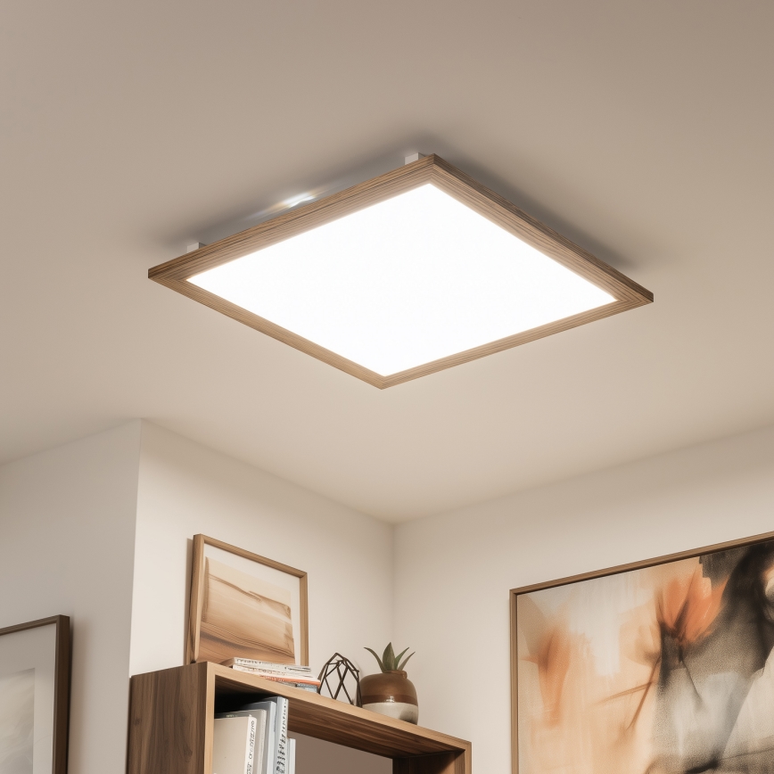 Eglo - LED Zatemnitveni panel SALOBRENA-TW WOOD LED/32,5W/230V 2700-6500K 64x64 cm rjava + Daljinski upravljalnik