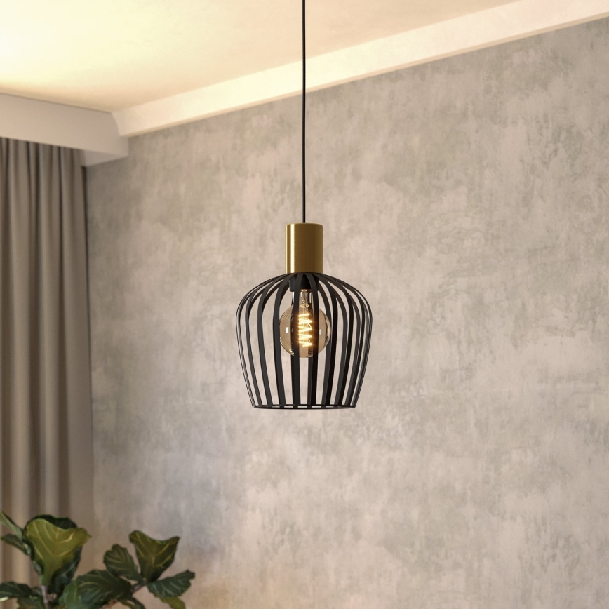 Eglo - Lestenec na vrvici 1xE27/40W/230V črna/zlata