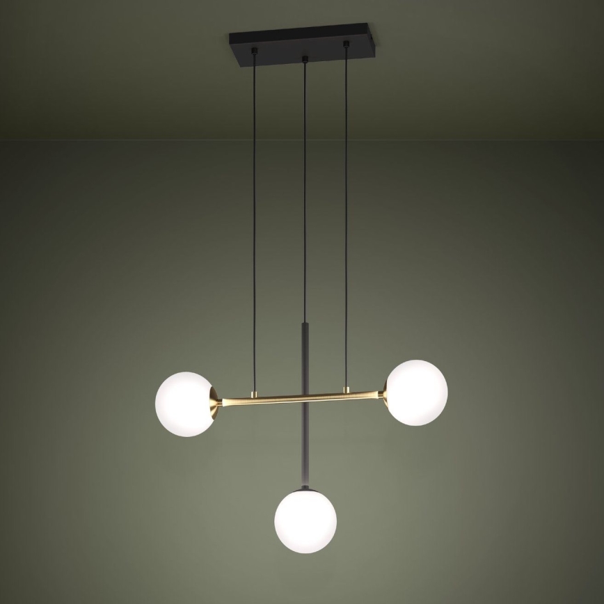 Eglo - Lestenec na vrvici 3xE14/40W/230V zlata/črna