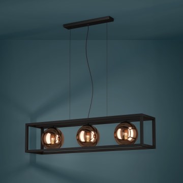 Eglo - Lestenec na vrvici 3xE27/40W/230V baker/črna