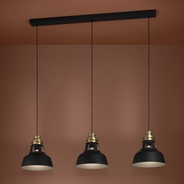 Eglo - Lestenec na vrvici 3xE27/40W/230V črna/zlata