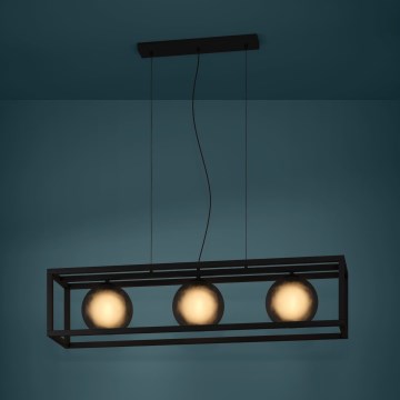 Eglo - Lestenec na vrvici 3xE27/40W/230V dimna/črna