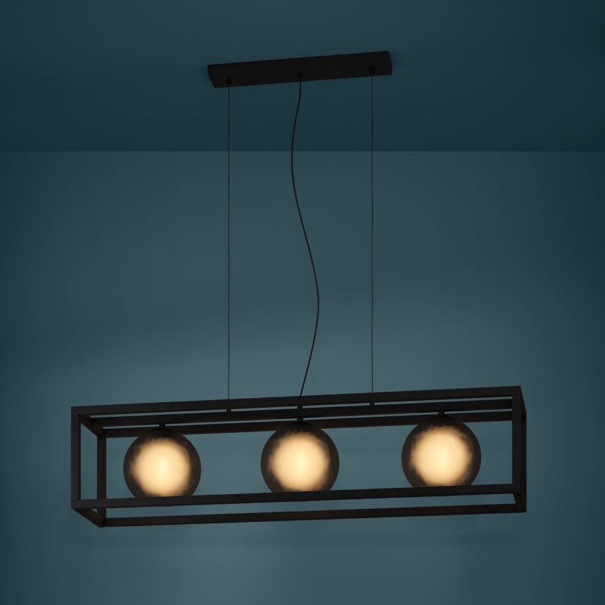 Eglo - Lestenec na vrvici 3xE27/40W/230V dimna/črna