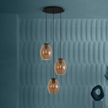 Eglo - Lestenec na vrvici 3xE27/40W/230V rjava