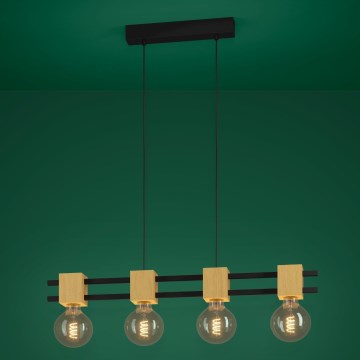 Eglo - Lestenec na vrvici 4xE27/40W/230V črna/rjava