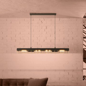 Eglo - Lestenec na vrvici 4xE27/40W/230V črna/zlata
