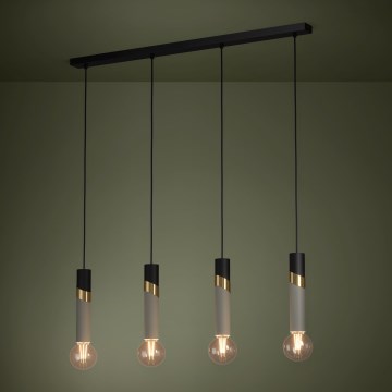 Eglo - Lestenec na vrvici 4xE27/40W/230V črna/zlata