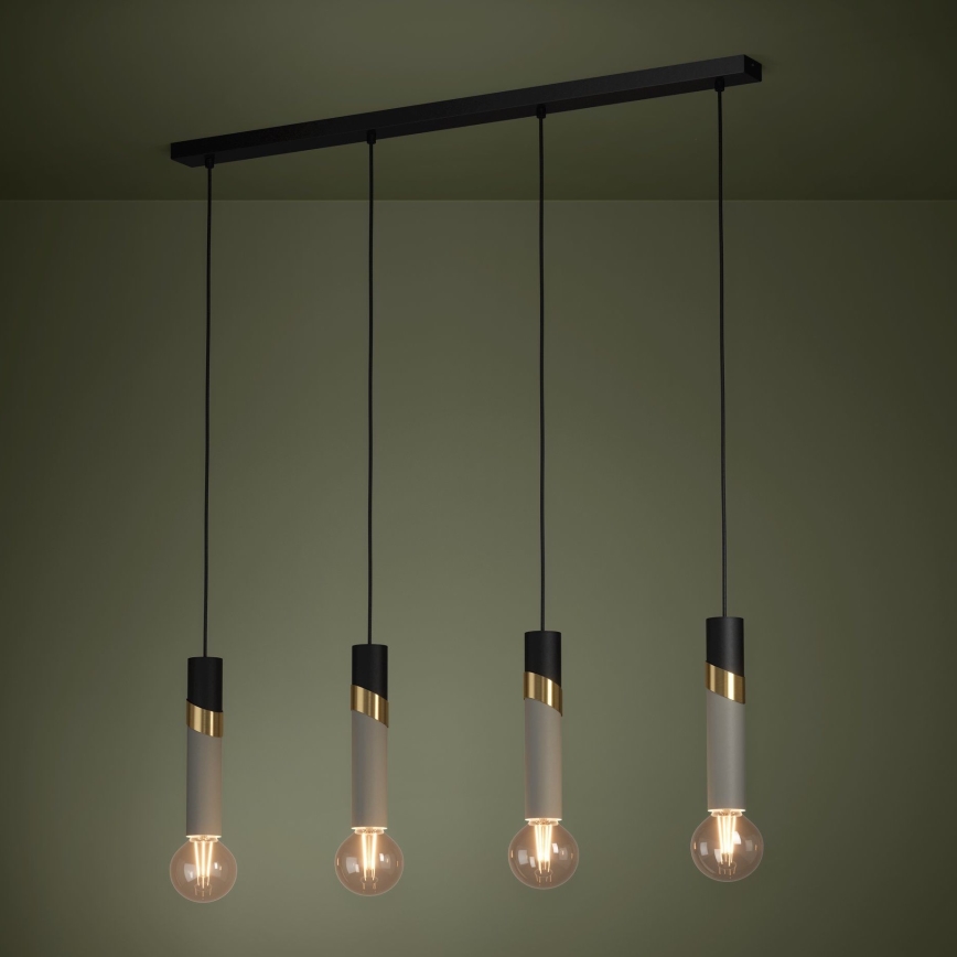 Eglo - Lestenec na vrvici 4xE27/40W/230V črna/zlata