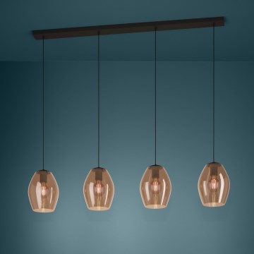 Eglo - Lestenec na vrvici 4xE27/40W/230V rjava