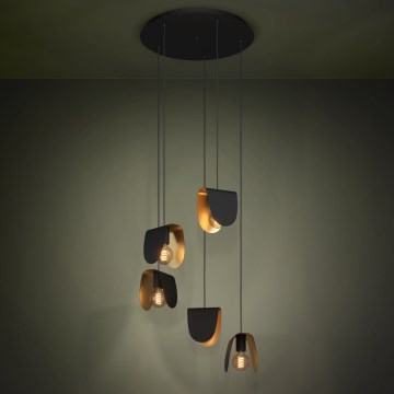 Eglo - Lestenec na vrvici 5xE27/40W/230V črna/zlata