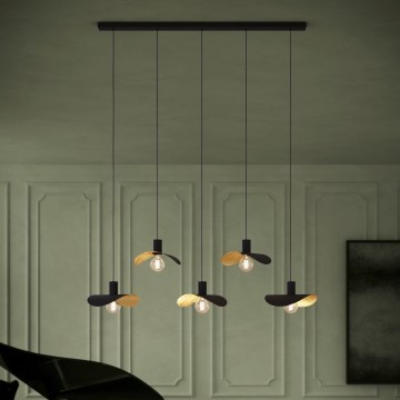Eglo - Lestenec na vrvici 5xE27/40W/230V črna/zlata
