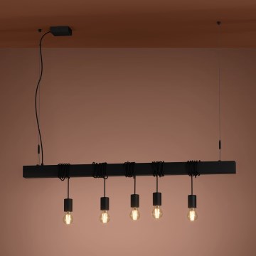 Eglo - Lestenec na vrvici TOWNSHEND 5xE27/40W/230V črna