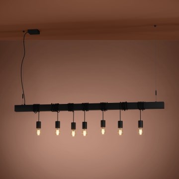Eglo - Lestenec na vrvici TOWNSHEND 7xE27/40W/230V črna