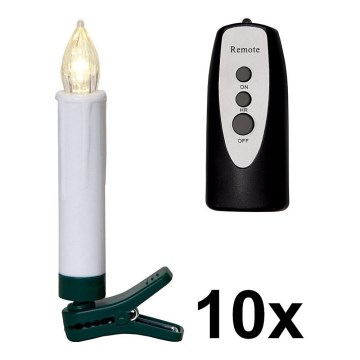 Eglo - SET 10x LED Osvetlitev za božično drevo 1xLED/0,06W/1xAA IP44 + Daljinski upravljalnik
