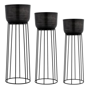 Eglo - SET 3x Kovinski cvetlični lonec črna
