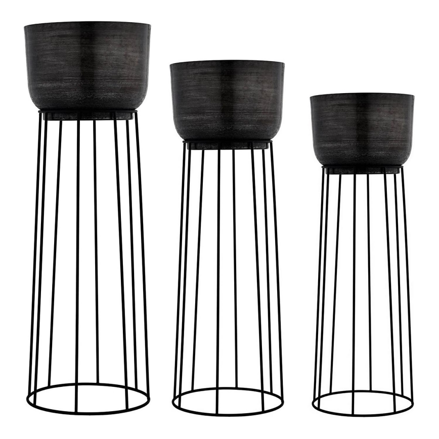 Eglo - SET 3x Kovinski cvetlični lonec črna