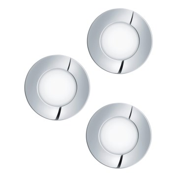 Eglo - SET 3x LED Kopalniška vgradna svetilka FUEVA 1xLED/2,8W/230V IP44 sijajni krom