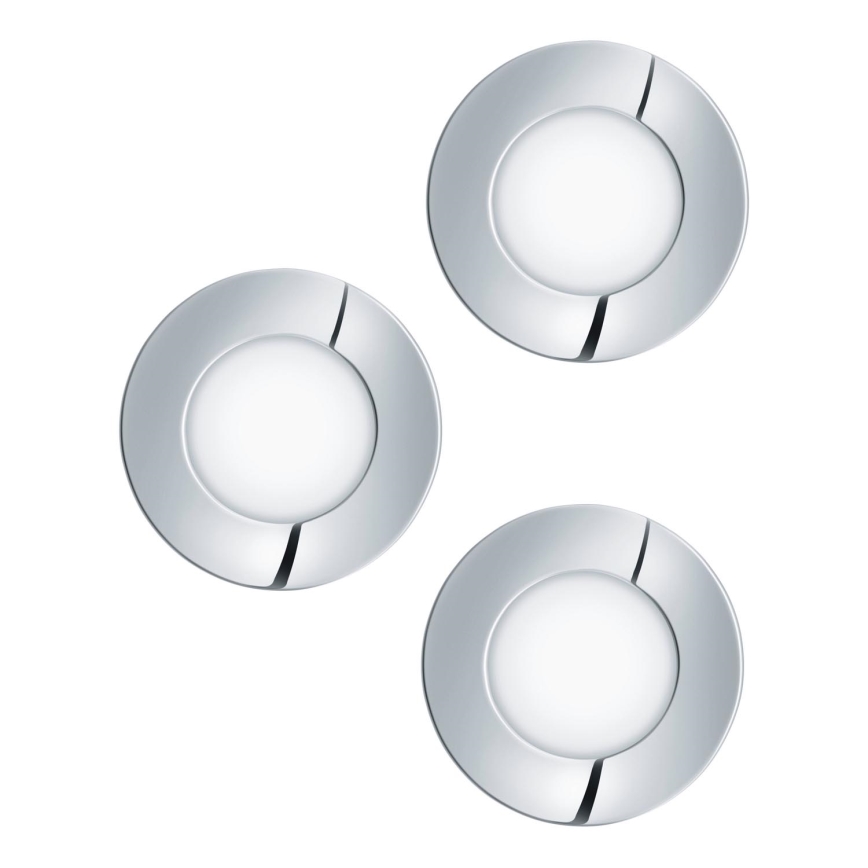 Eglo - SET 3x LED Kopalniška vgradna svetilka FUEVA 1xLED/2,8W/230V IP44 sijajni krom