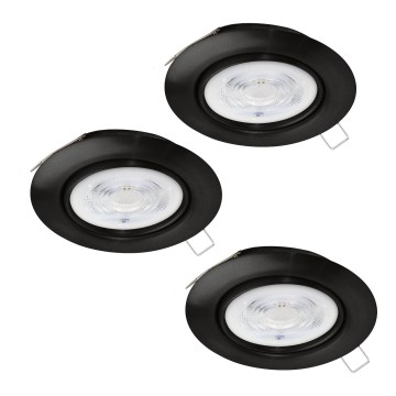 Eglo - SET 3x LED Vgradna svetilka 1xGU10/4W/230V črna