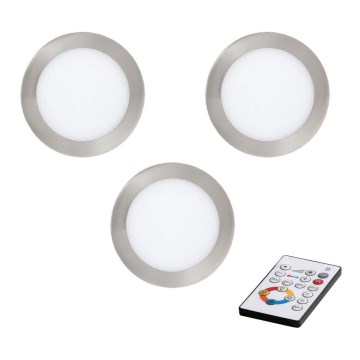 Eglo - SET 3x LED Zatemnitvena vgradna svetika TINUS LED/6W/230V + Daljinski upravljalnik