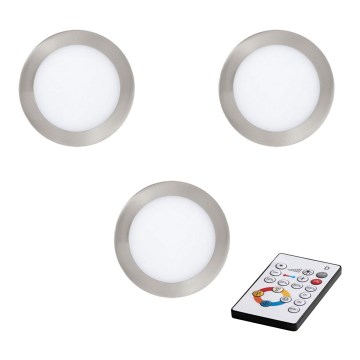 Eglo - SET 3x LED Zatemnitvena vgradna svetilka TINUS LED/17W/230V + Daljinski upravljalnik